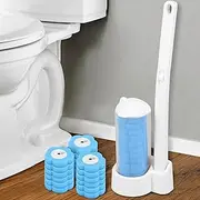 Toilet Brush Cleaning Kit with Toilet Brush Refills Practical Toilet Bowl Brush with Long Handle and Storage Caddy Toilet Bowl Brush Disposable Toilet Brush Holder Set for Bathroom (Set 02)
