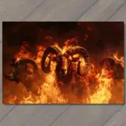 FLATCARD Goat from Hell Fire Evil Vampire Demon Devil Horn Animal Scary Unusual