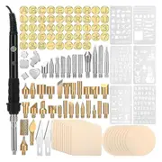 136 Pieces WoodBurning Kit Wood Burning Tools Set with Wood Chips for Wood Burner DIY Embossing Car As Shown