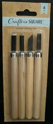 CRAFTER'S SQUARE 4 PIECE WOOD CARVING SET 4 BLADES FLAT TRIANGLE ROUND ENGRAVE
