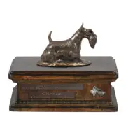 Scottish Terrier wooden low urn with a likeness Art-Dog