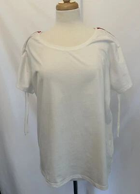 Oui Embellished Shoulder T Shirt Ladies Cloud Size 16 #REF25