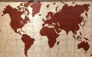 World Map Guest Book Alternative Wood Puzzle In Custom Finger Joint Box
