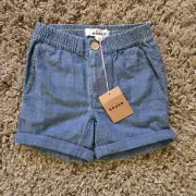 NWT MINI BODEN Kids Smart Roll Up Shorts Chambray 5Y Pockets Spring Summer