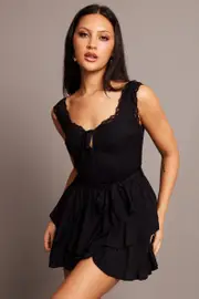Black Playsuit Sleeveless - Size 8, Women's Playsuit
