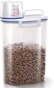 TBMax 2L Pet Food Storage Container for Dogs/Cats - Portable Dog Food Container for Dry Food, Small BPA-free Plastic Cat Food Storage Container with Lid and Measuring Cup, Pour Spout