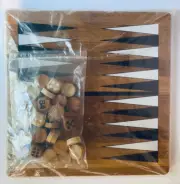 Mini Travel Size Backgammon Wood Board Game
