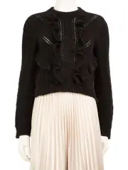 Black Alpaca Ruffle Detail Jumper