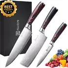 3Pc Kitchen Knife Set Ultra Sharp Chef Knives w/ Wooden Handle Professional
