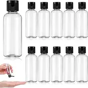 YUXIANLB 10 Pcs Travel Plastic Empty Bottle with Flip Cap Portable Leak Proof Transparent Dispenser Bottles Travel Clear Cosmetic Container for Liquids Lotion Shampoo Conditioner Black