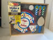 New Melissa & Doug Birthday Party Cake Wooden Play Food Mix-n-Match Toppings
