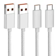 [2 Pack] Braided Fast Charging Cable Type-C Cable For Samsung Galaxy Oppo Huawei Apple MacBook M3/2023 (White)