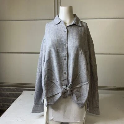 SPLENDID Cheyenne Stripe Button-Down Shirt Women's Size M Dusty Blue