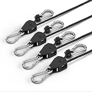 Fondwell 1/8" Rope Tie Downs Ratchet: 4 Pack of Grow Light Hangers Adjustable - Mini Ratchet Straps for Various Hanging and Strapping