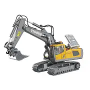 Catzon 2.4Ghz RC Excavator Toys 1/20 with Metal Shovel Lights Sounds for Age 6+ Yellow