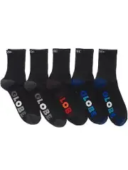 Globe Socks 5 Pack Multi Stripe Crew Black SIZE 2-8 Boys Youth Skateboard Sox