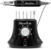 MelodySusie Electric Nail Drill with Foot Pedal, 30000RPM Professional Nail File Bits & Sanding Bands Kit for Acrylic & Gel Nails, Efile Nail Drill Set for Manicure Pedicure Polishing, Scarlet Black