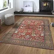 Large Rug Indoor Carpet Living Room Bedroom Office Dining Room Red Retro, Orange, 180 x 270 cm