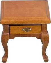 BESTYASH Wooden Side Tables Dollhouse Mini Wood Bedside Table 1:12 Scale Wood Table Drawer for Bedroom Living Room Accessories