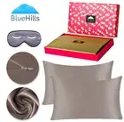 Pure Mulberry Silk pillowcases 2 pack and eye mask gift set Standard Taupe