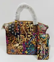 BRAHMIN NWT IMMERSIVE MELBOURNE SATCHEL & CREDIT CARD WALLET ~ GENUINE LEATHER
