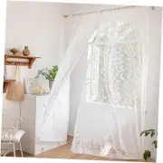 Lace White Sheer Curtains for Bedroom 95 inch Long Country Chic Rose Floral