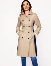 Colour Block Trench Coat-Neutral Women Boden