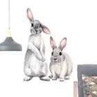Cute Grey Bunny Rabbit Wall Stickers Removable Waterproof Animal Wall Stickers