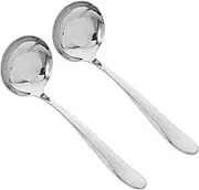 2pcs Stainless Steel Soup Ladle Long Handle Serving Spoon for Soups Sauces Stews Multipurpose Kitchen Tool with Elegant Finish