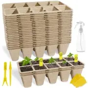 200 Cells Seed Starter Tray, 20 Pack Biodegradable Seed Starter Kit, Peat Pot...