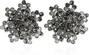 [AeraVida] Glitzy Smoky Fashion Crystal Bead Cluster Clip On Earrings | Crystal Beads Earrings | Crystal Clip Earrings for Women| Crystal Dangle Earrings | Crystal Earrings for Women, Crystal
