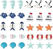 [SUNNYCLUE] 40Pcs 10 Styles Ocean Resin Charms Bulk Animal Cabochons Cute Beach Seahorse Starfish Shell Sailboat Summer Hawaii Embellishment Resins Charm for DIY Scrapbooking Embellishment jewellery,