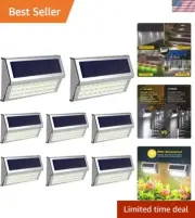 Modern 8-Pack Solar LED Fence Lights - Bright & Waterproof Outdoor Fixtures