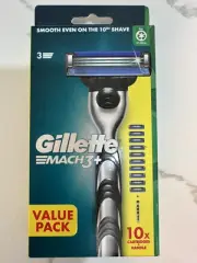 Gillette Mach3+ Value Pack Handle with 10 Cartridges + Handle Brand New
