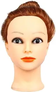 Healeved Practice Mannequin Head with Synthetic Hair for Cosmetology Training Durable Styling Doll Head with Bracket for Hair Design Braiding Cutting Display