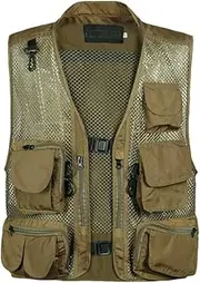 [Bciopll] Men Multi-Pocket Mesh Cargo Waistcoat Masculino Detachable Sleeveless Vest Unloading Work Cardigans Jacket