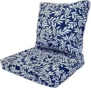 JMKaixin Outdoor Seat/Back Deep Chair Cushion Set for Patio Furniture - Lounge Chair Cushions with Ties - Waterproof Patio Chair Cushions 19x19
