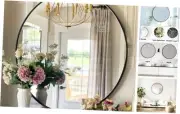 Round Wall Mirror, 20 inch Black Circle Mirror, Black Metal Frame Round