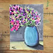 Matt Scalf 9x12 Flowers Floral Vase Abstract Neon Collectible Modern Home Decor