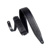 Leathers 2.5" Garment Leather Guitar Strap Florentine Emboss Design; Black (M...
