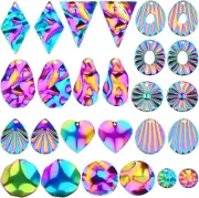 26 Pieces Geometric Shape Earring Blanks Charms Stainless Steel Rainbow Color Bl