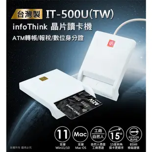 infoThink訊想 IT-500U ATM 晶片讀卡機 台灣製 支援Mac Win11 健保卡 自然人憑證【現貨】