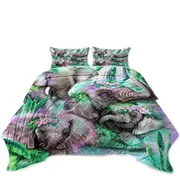 Animal Painting Day Dream Elephants Lagoon Coverlet