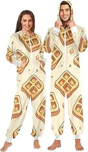 [ZZXXB] Cookies Print Onesie Pajamas for Adult Women Men Long Sleeves One Piece Onesies Hooded Sleepwear S - XL