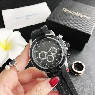 Technomarine Watch 新款矽膠手錶女士/男士手錶法國高品質瑞士石英手錶戶外運動海洋版多款式