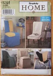Simplicity Home Sewing Pattern 8261 Chair Covers Five Styles