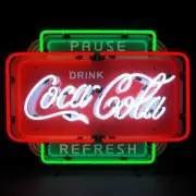 Soda 'Coca Cola' Pause Refresh Neon Sign 26"x20"