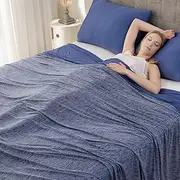 Syalife Cooling Blanket Throw for Hot Sleepers and Flashes, Ultra Thin Lightweight Summer Blankets with Q-Max 0.5 Arc-Chill Fiber, Double Sided (Navy Blue, 50"x 70")
