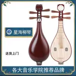 星海柳琴樂器新品 花梨木柳琴 專業演奏非洲紫檀木銅品微調柳琴8412-2限定