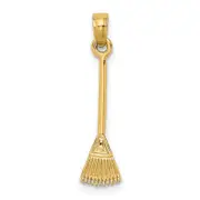 14K Yellow Gold 3-D Leaf Rake Garden Tool Charm